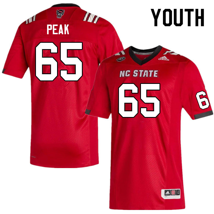 Youth #65 Jacarrius Peak NC State Wolfpack College Football Jerseys Sale-Red - Click Image to Close